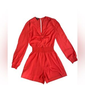 bebe Red Long Sleeve Jumpsuit